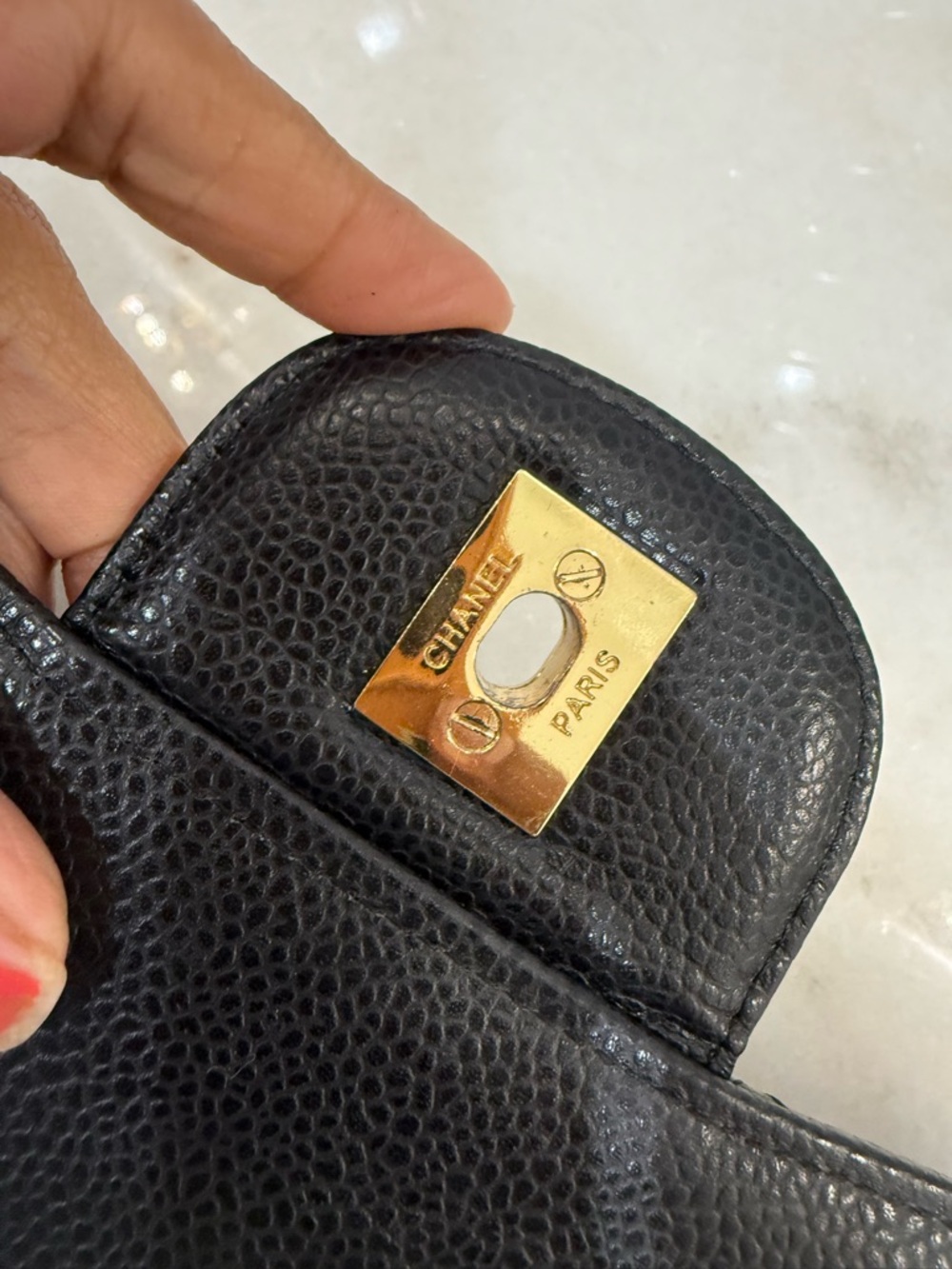 Black Quilted Leather Shoulder Bag with Gold CC Lock - Picture 9 of 11